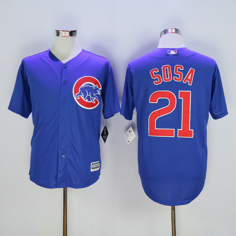 Men Chicago Cubs #21 Sosa Blue MLB Jerseys